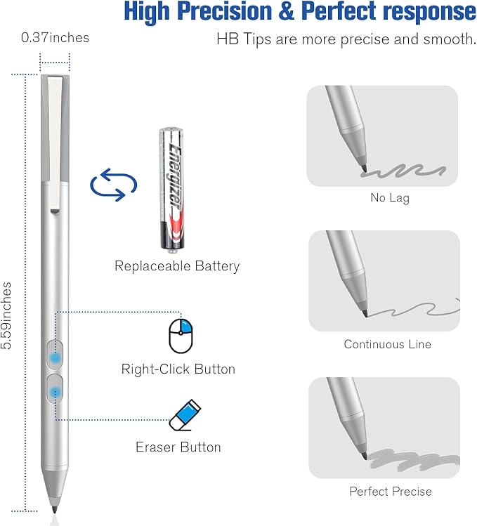 Stylus Pen for HP with 1024 Pressure Sensitivity & 2500hr Battery Life