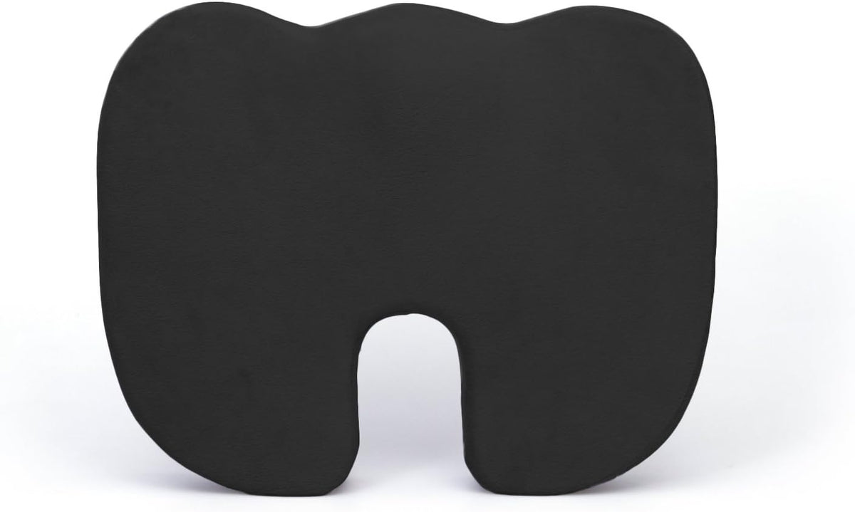 Deluxe Comfort Coccyx Orthopedic Memory Foam – Sciatica Relief – Tailbone Support – Great for Car or Office – Seat Cushion, Black