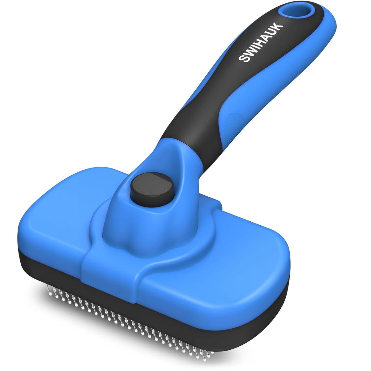 Swihauk Self-Cleaning Slicker Brush - Gentle Deshedding Tool for Dogs & Cats | Blue Color
