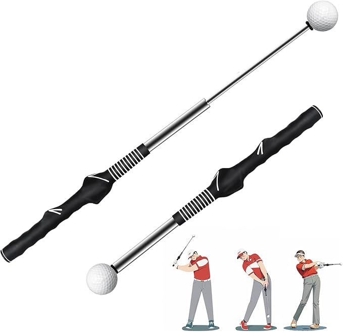 Retractable Golf Swing Trainer, Golf Grip Trainer, Golf Training Aid for Warm-Up, Golf Swing Training Aid, Grip Trainer Golf Club, Strength & Tempo Training for Chipping Hitting