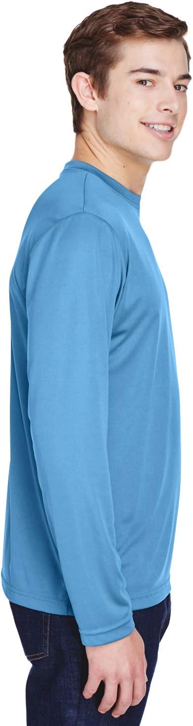 Team 365 Men's Zone Performance Long-Sleeve T-Shirt - Lightweight Athletic Wear in Light Blue