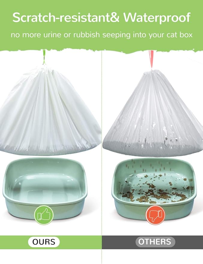 Litter Box Liners, 34 Count Jumbo Cat Litter Pan liners, Drawstring Litter Liner Bags For Litter Box, Easy Clean Up Thick Large Kitty Litter Liner XL, Eco Friendly Pet Cat Supplies(36" x 19")
