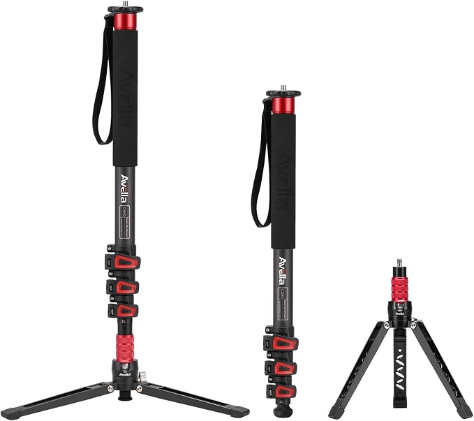 Avella C324D Carbon Fiber 67 Inch Camera Monopod Professional Telescopic Video