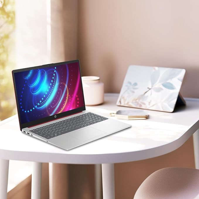 HP Essential 15.6" Anti-Glare HD Laptop, Intel Quad-core Processor, 16GB RAM, 256GB Storage(128GB UFS+128GB Flash Drive), Office 365 1-Year, Upto 11 hrs Long Battery, Win11 S, (Scarlet Red)
