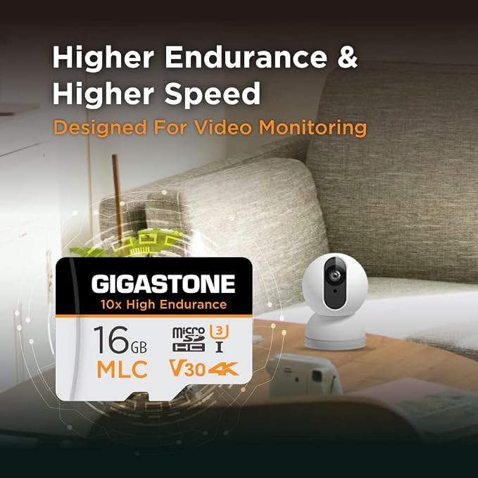 GIGASTONE Industrial 16GB MLC Micro SD Card 10-Pack, 4K Video Recording