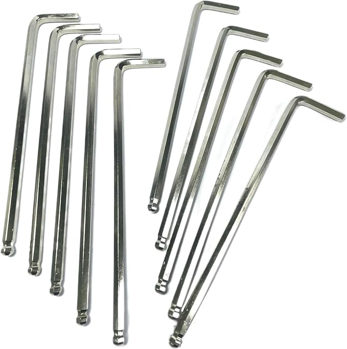 10pcs 5mm Ball End Allen Wrench sets,5mm Hex Key Wrench set,5mm ball end Hex Driver allen key Door Key L Shaped hex wrench set with Long Arm 156mm lengh.5mm ball end hex wrench