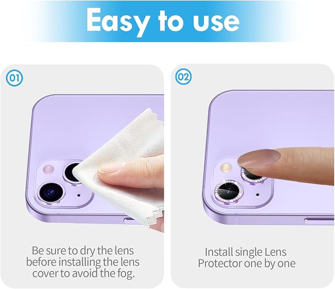 for iPhone 14 / iPhone 14 Plus Camera Lens Protector Bling, 9H Hardness