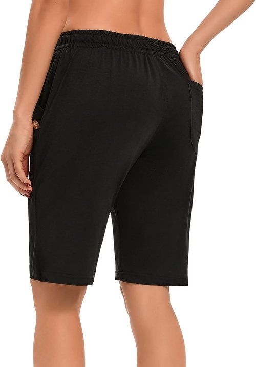 LUCKYCATCUS Women's Bermuda Shorts - Comfortable Jersey Athletic Shorts with Pockets | Knee Length