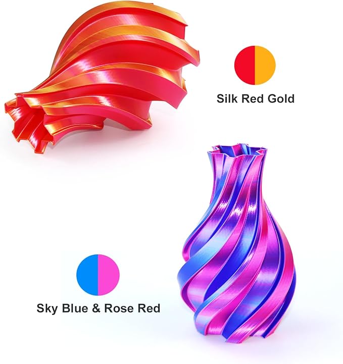 LOVOON 3D Printer Filament Dualcolor, 1.75mm Silk PLA Filament Gold Red
