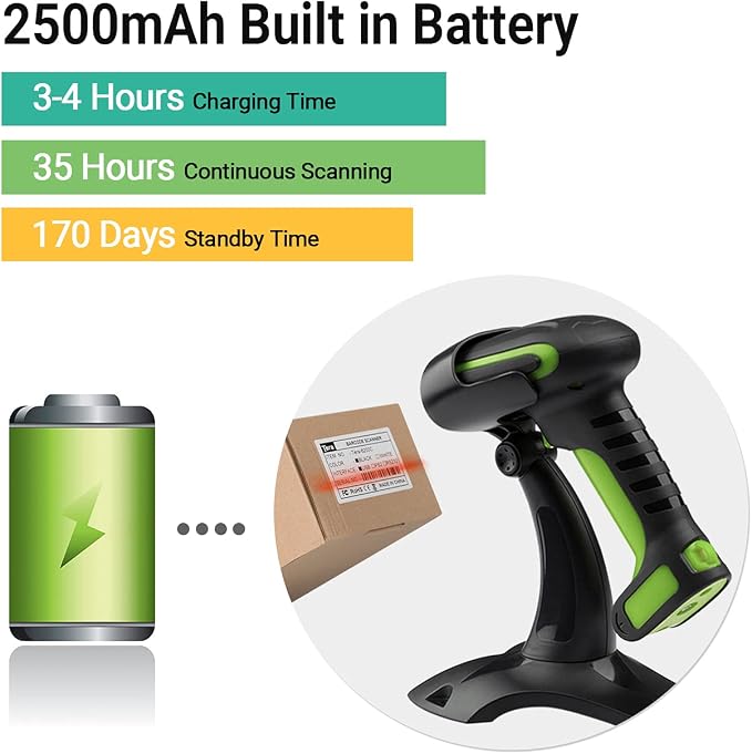 Tera Pro Industrial Wireless Barcode Scanner 2D QR 1D Bar Code Reader 2.4G
