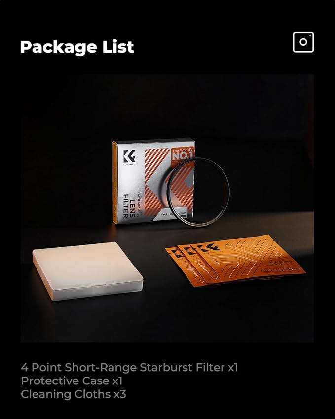 K&F CONCEPT 77mm Variable Short Line Star Lens Filter, Cross Screen Starburst