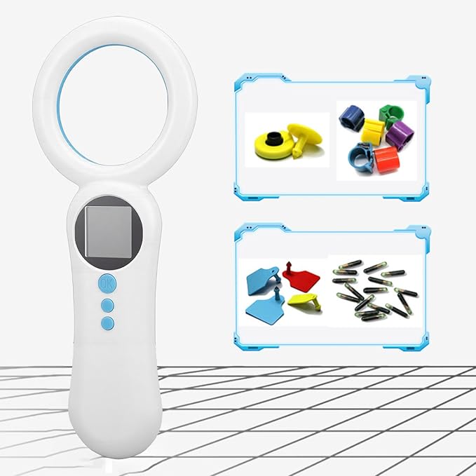 Pet Microchip Scanner, 500 Records Rechargeable Animal Chip Reader with 1.44in Screen, Supports FDX B & EMID for Dogs Cats, Upload to PC