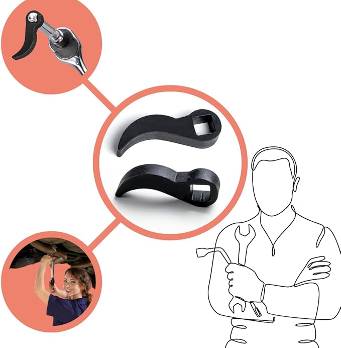 Pry Bar Wrench Adaptor Head, Crowbar Adapter Head Tool, Half Shaft Removal Car Repairing Tools 1/2" Drive, Wrecking Bar Pry Bar Wrench Head, Ultra Compact Size for Tight Space