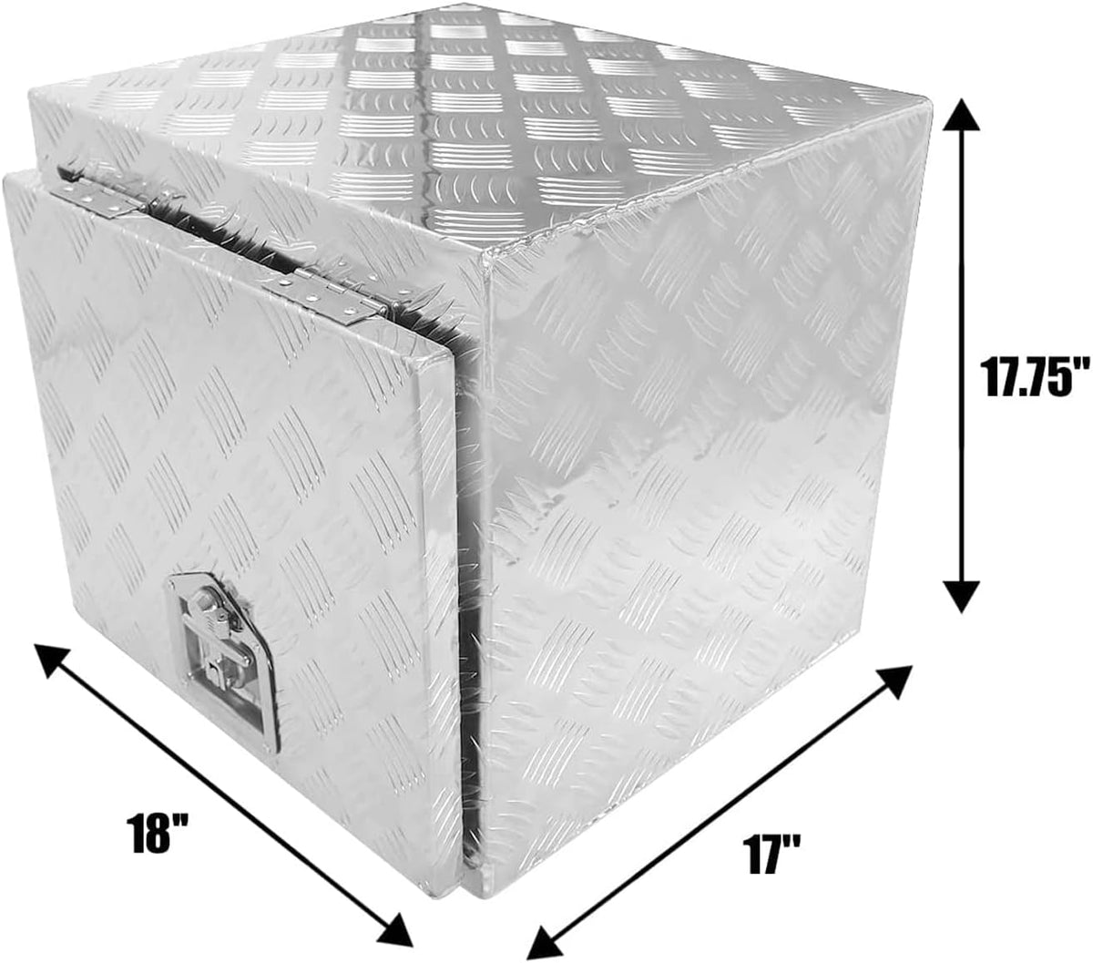 18"X17"X18" Silver Aluminum Pickup Truck Bed Trunk Storage Trailer Tongue Tool Box with Lock and Key 5 Bar Tread