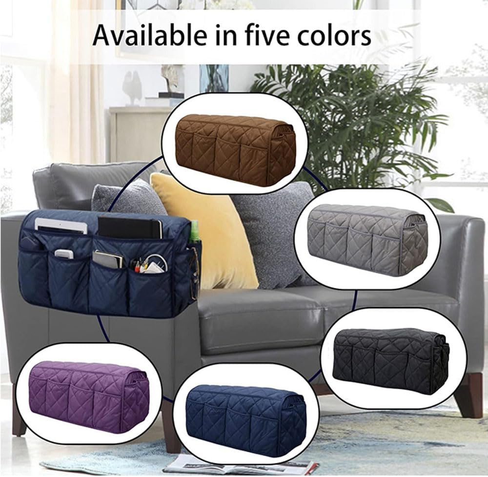 Black Sofa Armrest Organizer with 14 Pockets for Recliners Armrest Covers for Remote Control Holder for Couch Organizer Armchair Cover with Pockets for Phone Ipad Keys Magazine Storage