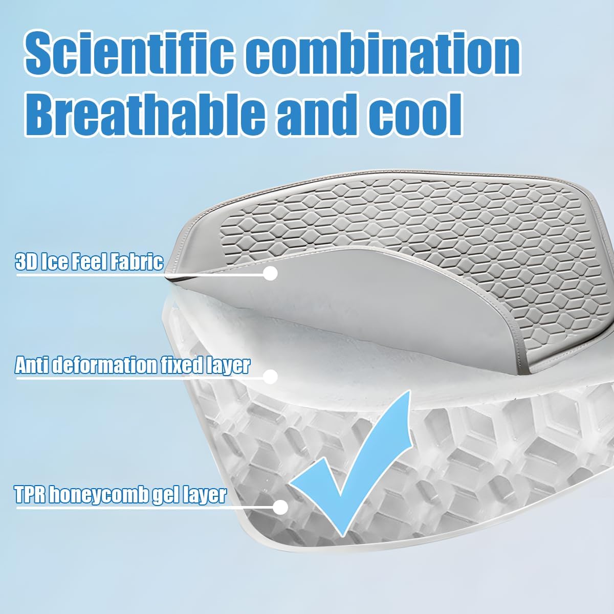 Zpana Gel Car Seat Cushion, Non-Slip Breathable Pad for Driving, Green
