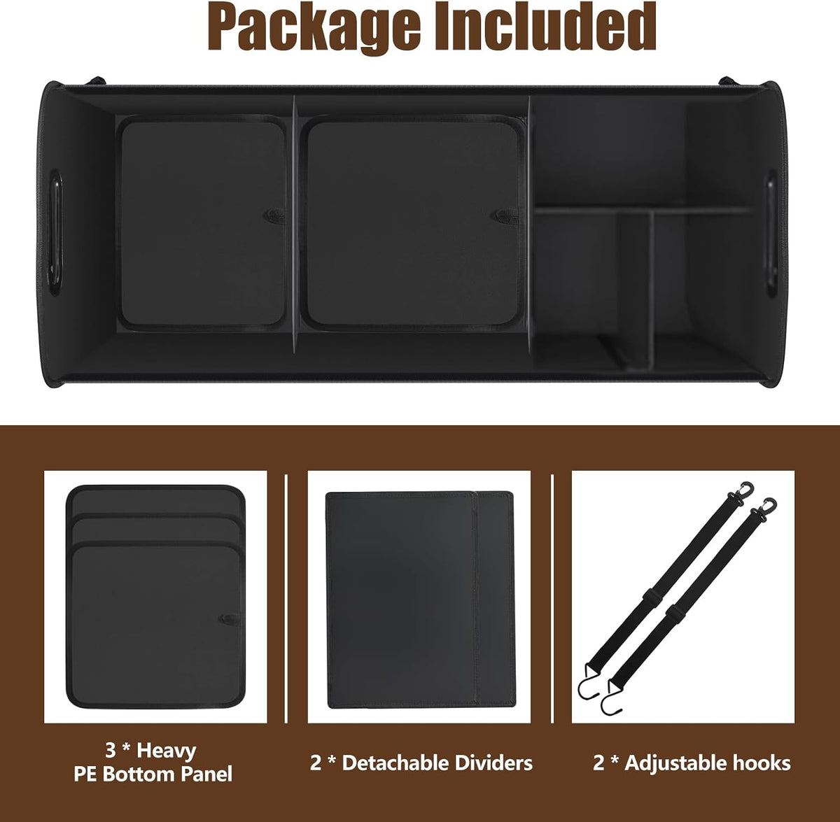 AOPHY Leopard Print Trunk Organizer - 95L Large Capacity, Non-Slip Bottom, Waterproof, Portable Car Storage for SUV, Truck, Sedan
