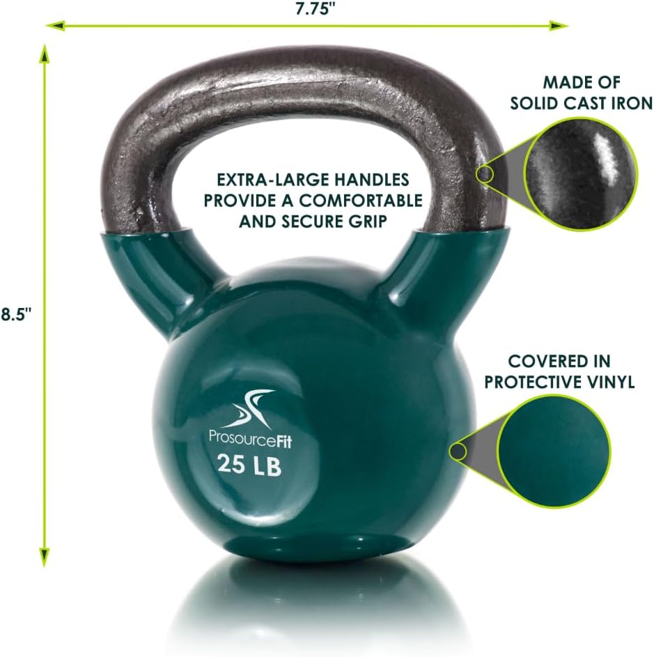ProsourceFit Kettlebells - Vinyl Coated Cast Iron for Full Body Fitness | Durable & Stylish Design