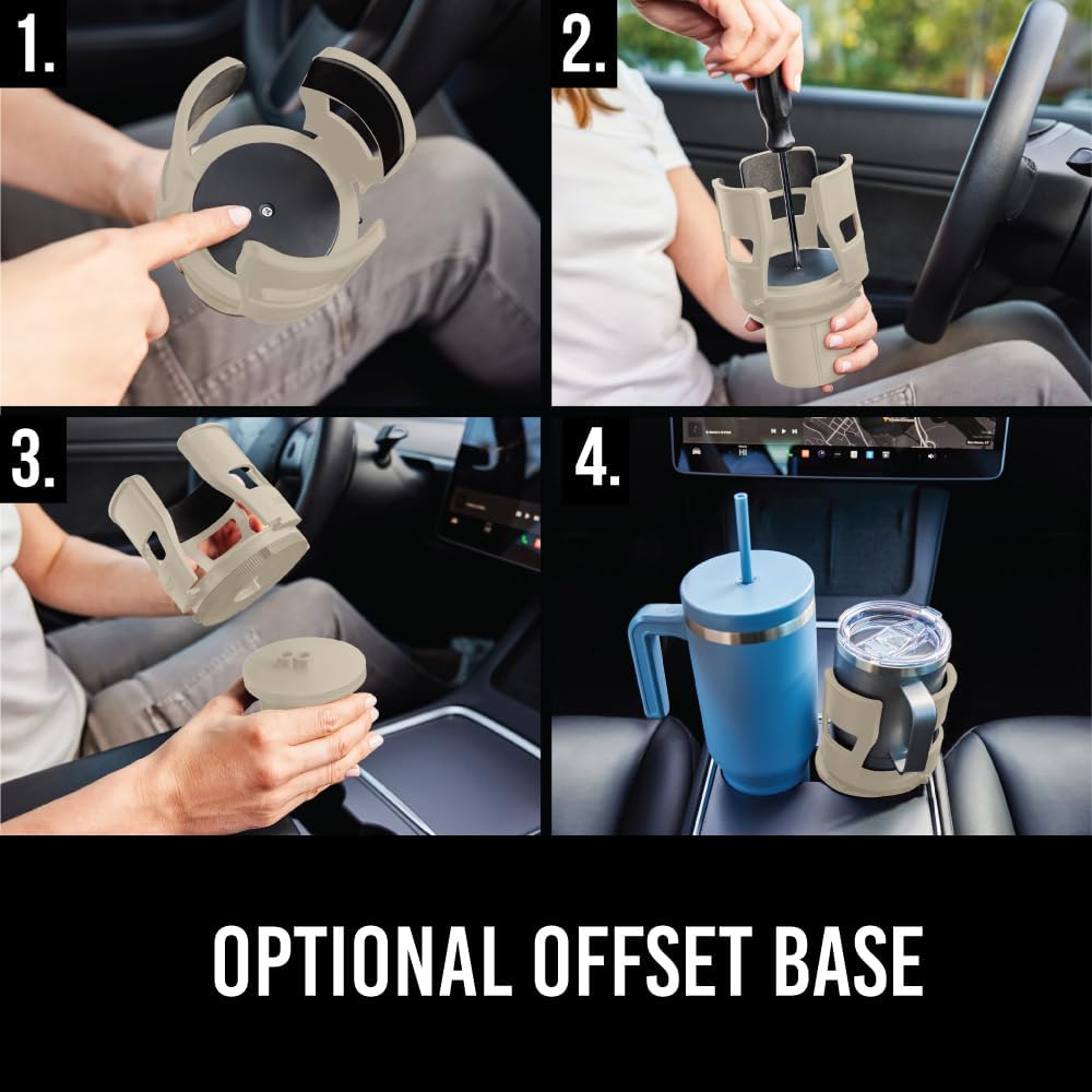 GORILLA GRIP Patent Pending Adjustable Car Cup Holder Expander, Tan