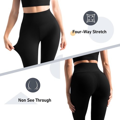 Leafigure High Waisted Leggings with Pockets - Soft Yoga & Gym Wear | 2 Pack