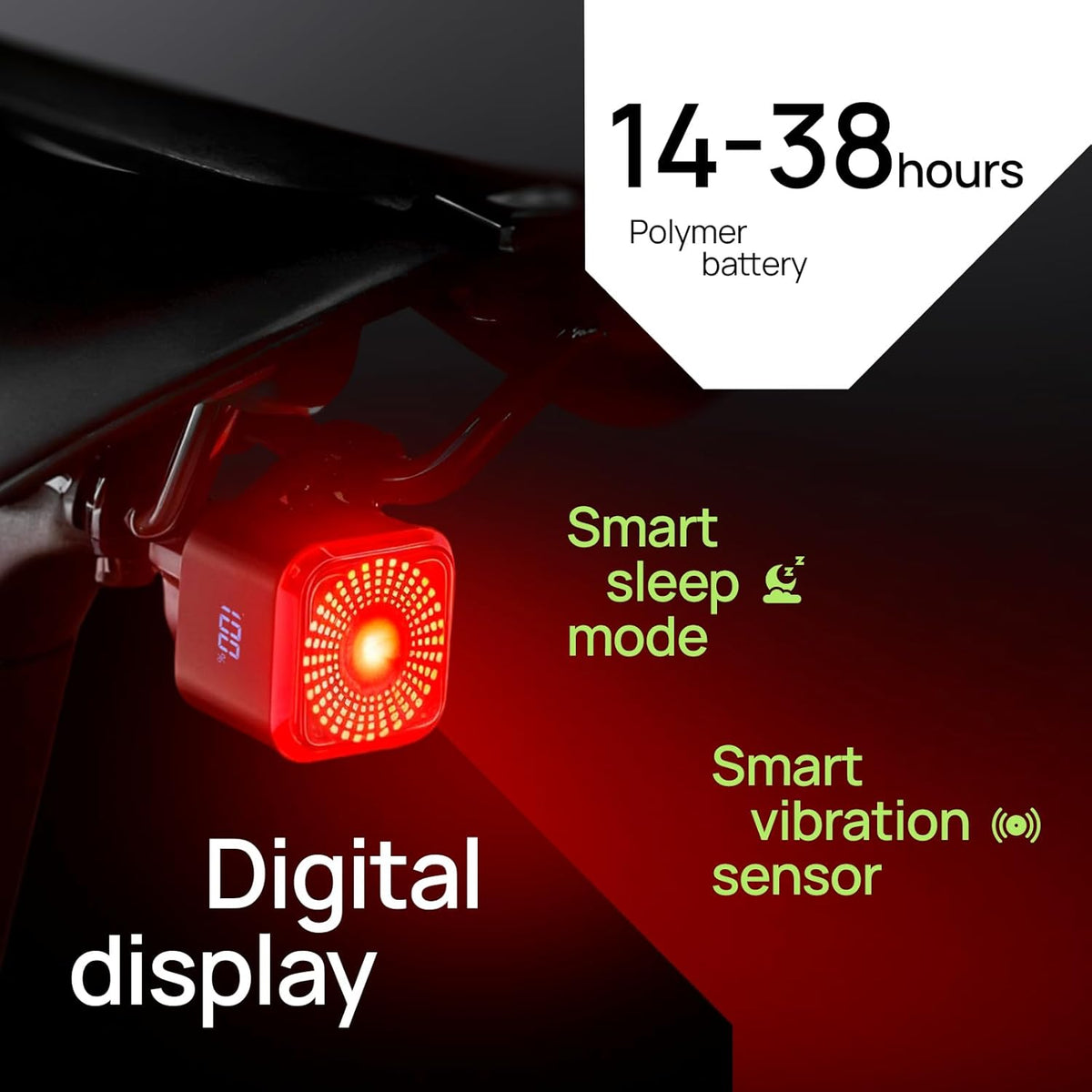 R15 Smart Bike Lights Set - USB C Rechargeable Front & Back Lights | 500 Lumen Waterproof for Night Riding