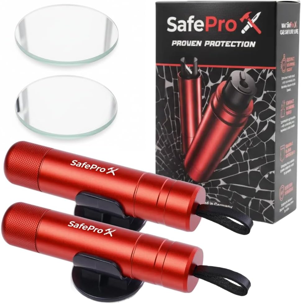 SafeProX 2 in 1 Emergency Escape Tool, Life Saving Car Window Breaker & Seatbelt Cutter - Car Window Hammer for Quick Accident Aid & Safety on The Go with Seat Belt Cutter. (Pack of 2)