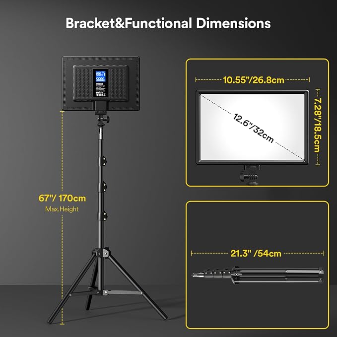 RALENO 13" Edge-Lit LED Video Light Panel Kit, Bi-Color 2500K-6500K Soft Studio