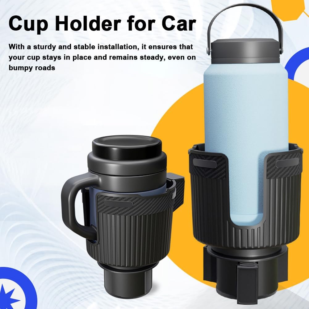 Car Cup Holder Expander, Car Cup Holder Expander Organizer, Coffee Drinks Bottle Holder Extender Adapter for Large Bottles Mugs