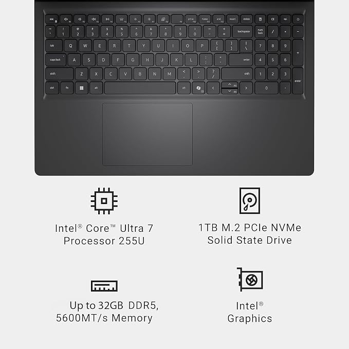 Dell 15.6 Touchscreen Laptop, Intel 12 Core Ultra 7 255U, 16GB RAM,1TB SSD | Backlit Keyboard, 15.6 FHD Touch Anti-Glare Display, Windows 11 Pro, Copilot AI, Laptops for Business and Student