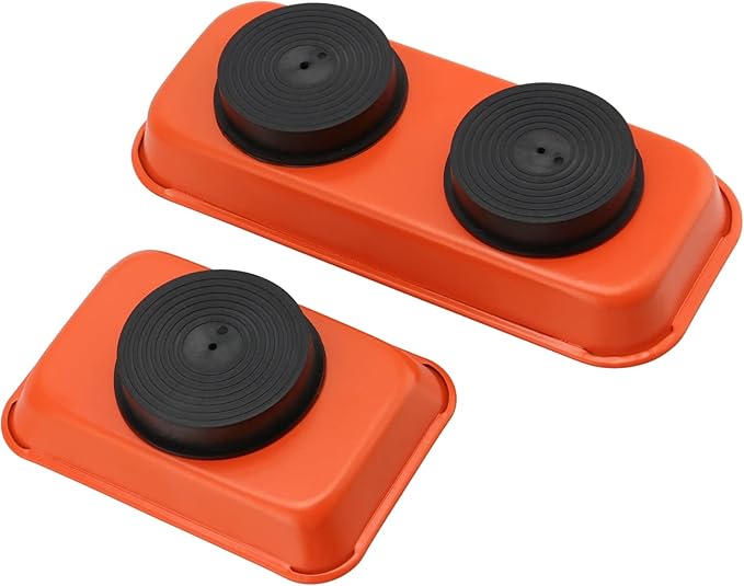 10 Piece Orange Magnet Screw Tray Set, Small Stainless Steel Magnetic Trays, Metal Magnetic Tool Tray Magnetic Socket Trays for Small Parts, Bolts, Pins Tools Organization, 2 Sizes