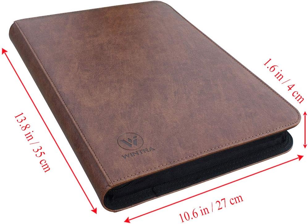 Regine Switzerland 504 Pockets Brown Leather Card Binder - Premium 9-Pocket Trading Card Album