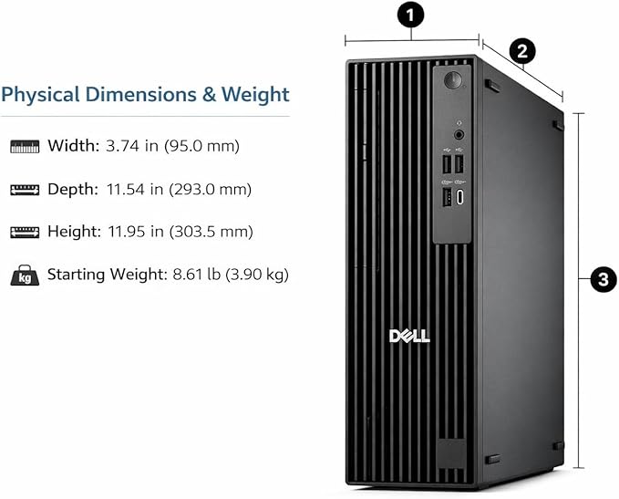 Dell Pro Slim QCS1250 Business Desktop Computer, Intel Core Ultra 5 235(Beats i7-12700), 32GB DDR5, 1TB PCIe SSD, Dual 4K Monitor Support, USB-C, HDMI, RJ-45, Wi-Fi, Wired KB & Mouse, Win 11 Pro