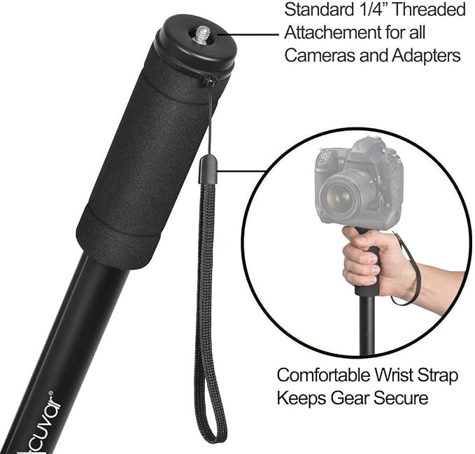 Acuvar 65 Inch Camera Monopod – Lightweight 4-Section Aluminum Monopod