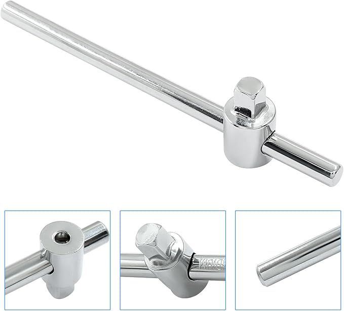 1/4 Inch T-Handle Wrench 113mm/4.4 Inch Length Adjustable T-Handle Socket Hand Tool, Chrome Vanadium Steel Drive Sliding Wrench Breaker Bar For Car Repair