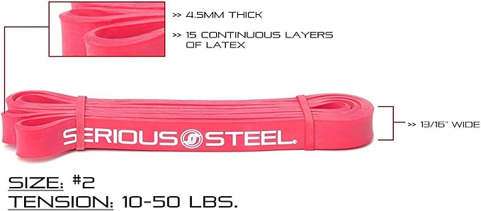 Serious Steel 41" Assisted Pull-up Band, Heavy Duty Resistance Band Sets, Stretching, Powerlifting, Resistance Training and Pull Up Assistance Bands