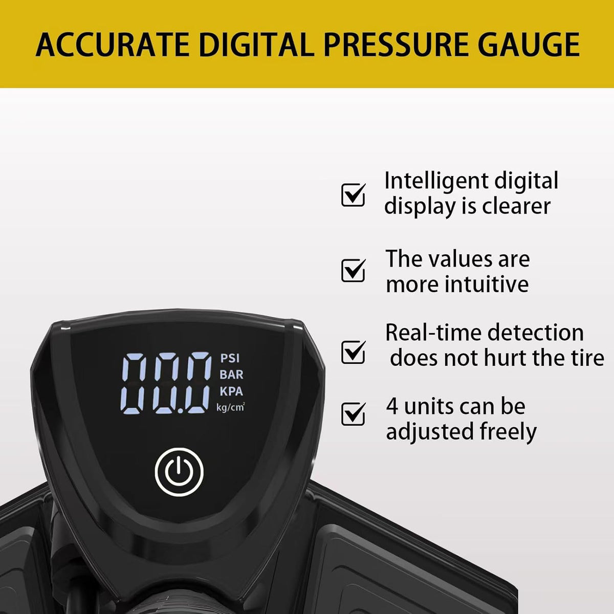 TOOLITIN Bike Pump - Precision Digital Pressure Gauge | Compatible with Presta & Schrader Valves