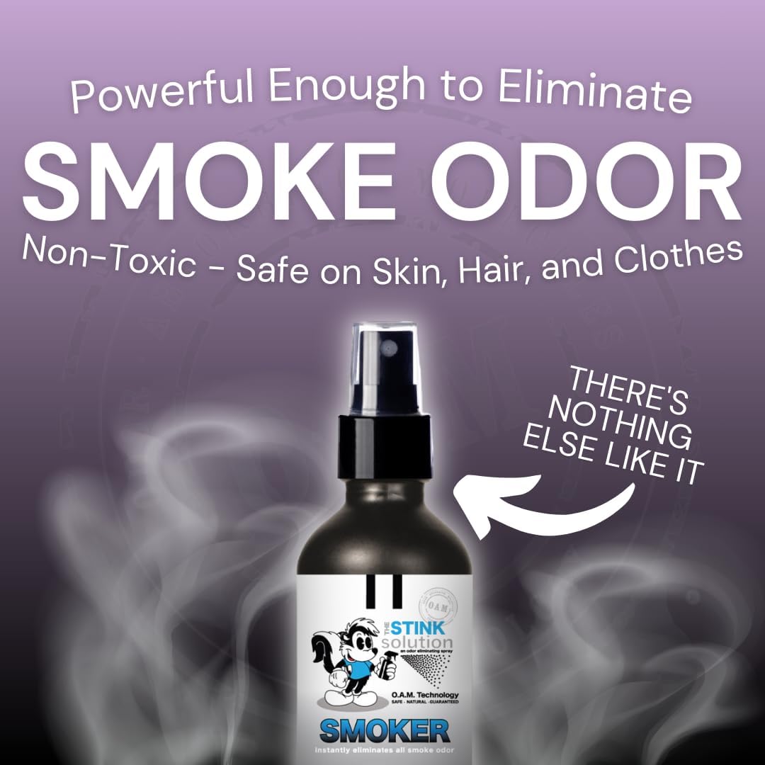 The Stink Solution Smoke Odor Eliminator Spray - Completely Remove Smoke Smell From House, Car, Clothes, Hair, & More - Best Odor Eliminator For Smoke - Bamboo Teak, Sky Blue, & Unscented 4 oz Bottles