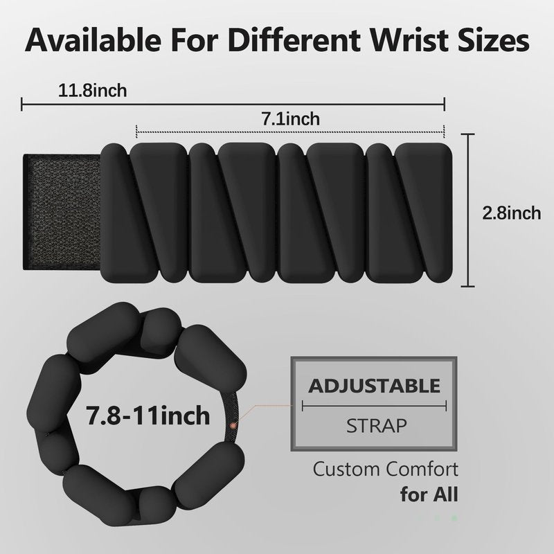 Wrist Weights, Ankle Weights for Women Men, With Wrist Brace，Silicone Wrist Weighted Bracelets - Adjustable Leg & Arm Weights,Ankle Weights for Workout, Running, Yoga, Swimming，2 Lbs(1Lbs Each) (Obsidian Black)
