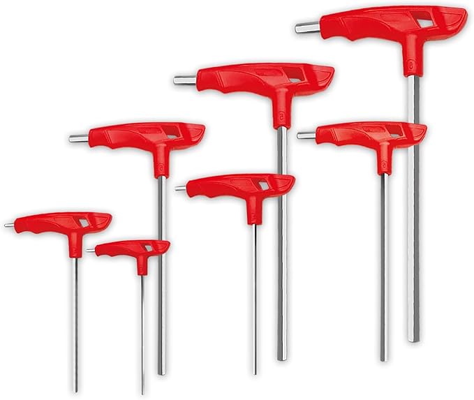 WISEUP t handle allen wrench set Metric,CR-V heavy duty hex key set with long arm,7-keys 2 2.5 3 4 5 6 8mm