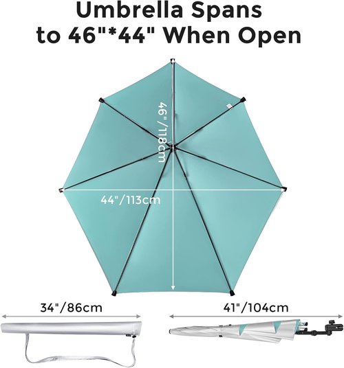 G4Free Adjustable Beach Umbrella - UPF 50+ Protection | XL Size with Universal Clamp for Chairs & Strollers