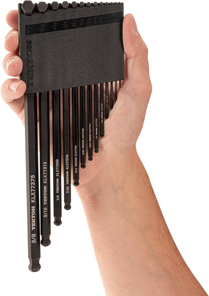 TEKTON Short Arm Ball End Hex L-Key Set with Holder, 13-Piece (0.050-3/8 in.) | KLX91112
