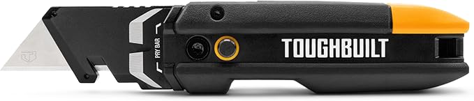 ToughBuilt – Prybar Utility Knife, Heavy-Duty Folding Utility Knife with Built-In Prybar, Scraper Edge, Wire Cutter, and Quick-Change Blade Release, All-Metal Construction (TB-H4-12-I)