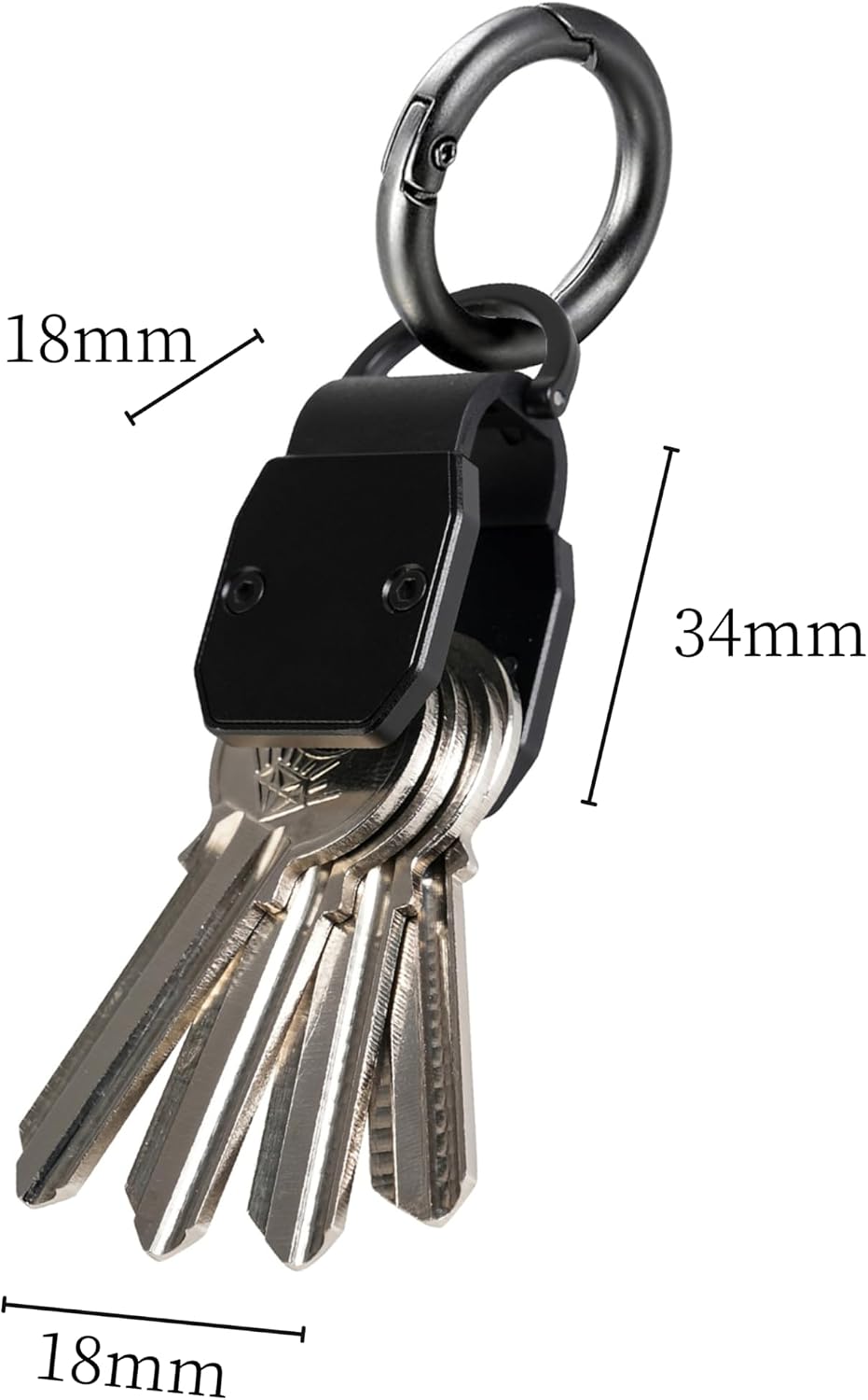 Compact Aluminum Mini Key Organizer Holder Keychain with Carabiner Clip.