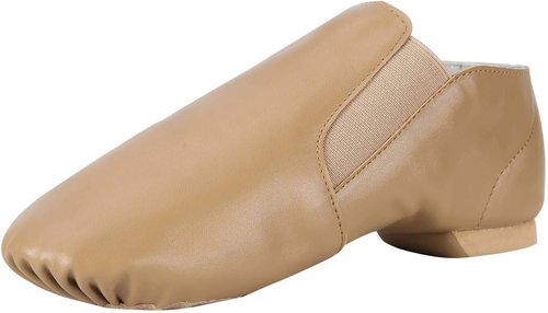 Dynadans PU Leather Jazz Shoes - Slip-On Dance Footwear with Side Elastics for Kids (Toddler to Big Kid)