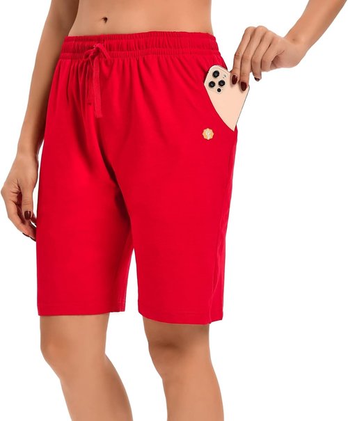 LUCKYCATCUS Women's Bermuda Shorts - Comfortable Jersey Athletic Shorts with Pockets | Knee-Length Design