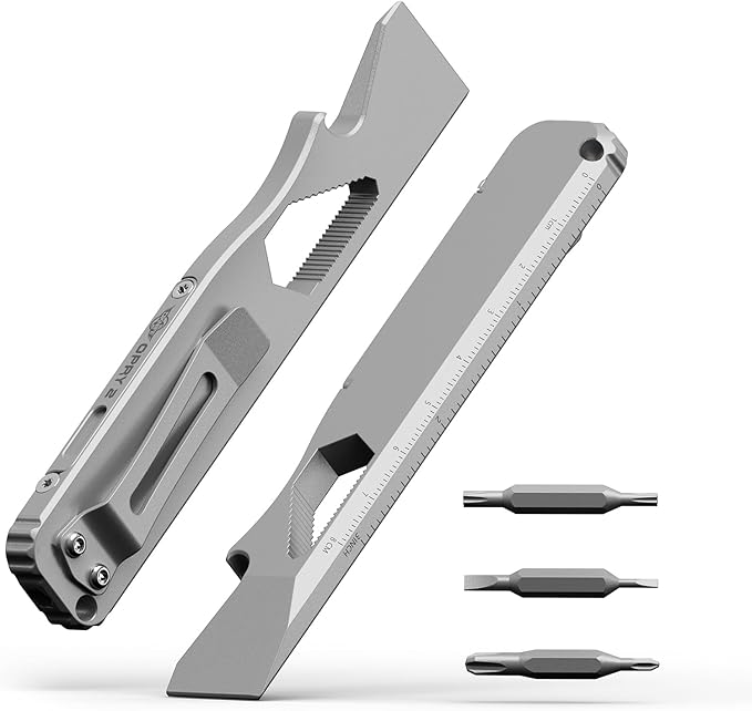 OKNIFE Opry Multitool EDC Titanium Pry Bar Set, Bottle Opener, Nail Puller with Hex Wrench, Screw and Pocket Clip