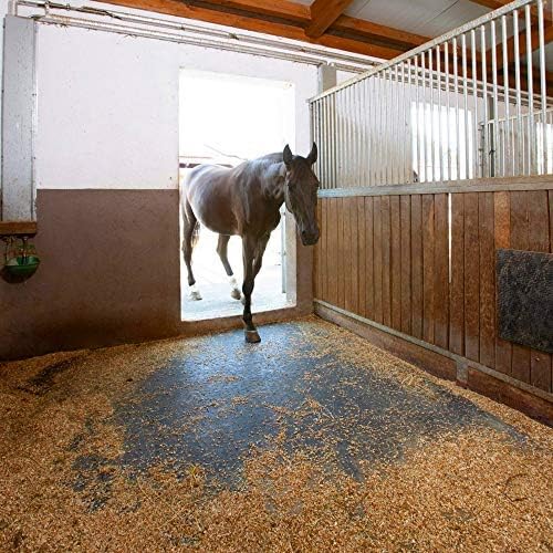 American Floor Mats Heavy Duty Horse Stall Tiles - Black, Solid, 10" x 12", 30 Tiles Total, 0.5" Thick
