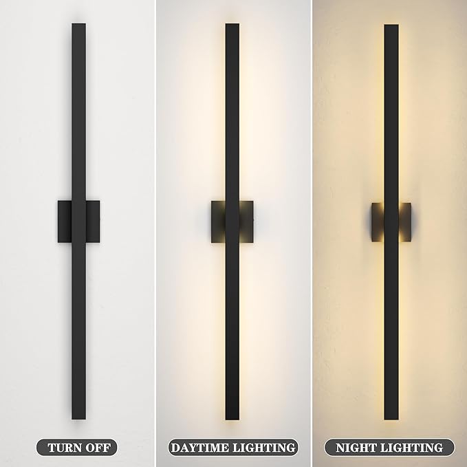 LamQee 47.2 Inch Aluminum Long Outdoor Modern LED Wall Light 3000K 3000LM, Slim Linear Exterior Lighting Fixtures Wall Mount, Waterproof Black Outside Sconce for House Porch Patio Garage Door Yard