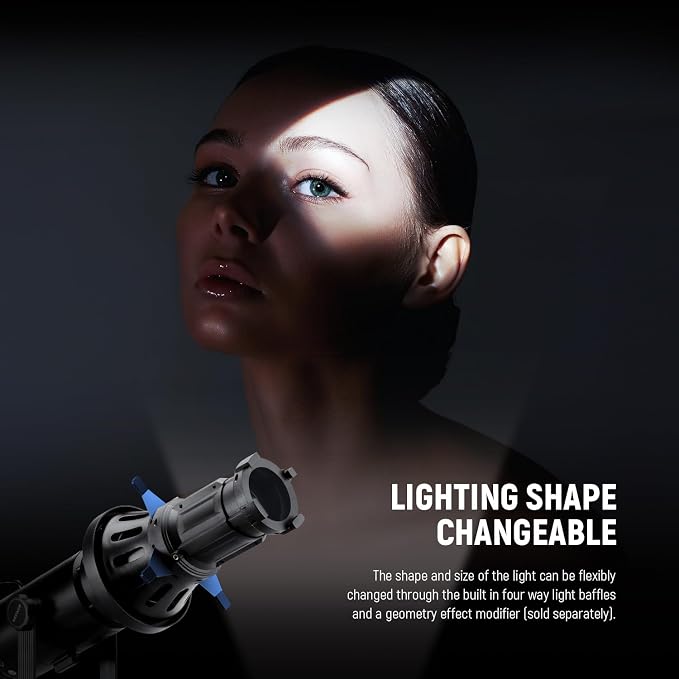 NEEWER Spotlight Snoot with 40° Projection Lens, Adjustable Focus, 16 Metal
