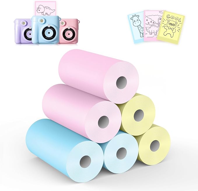 6 Rolls Kids Camera Instant Print Refill Paper Set, Phetium HD Printing Thermal